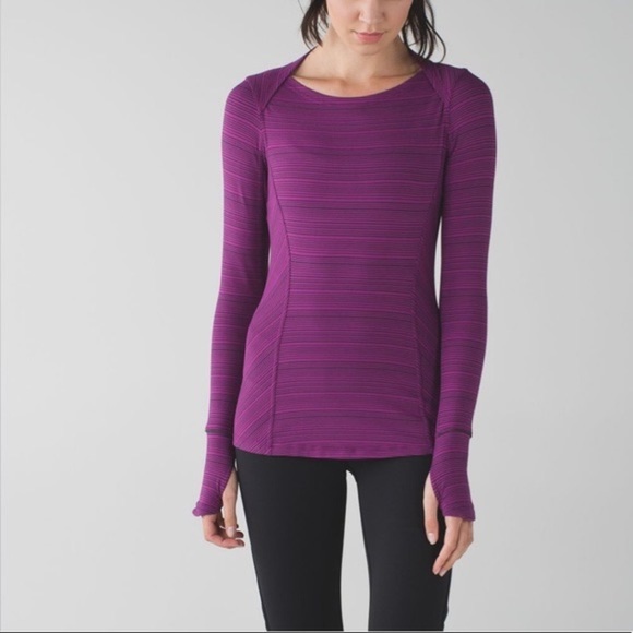 lululemon athletica Tops - LULULEMON Kanto Catch Me Long Sleeve- Kanto Stripe Regal Plum Naval Blue